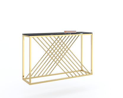 Xero Console Table with Black Engineered Marble Top - Furnishka 