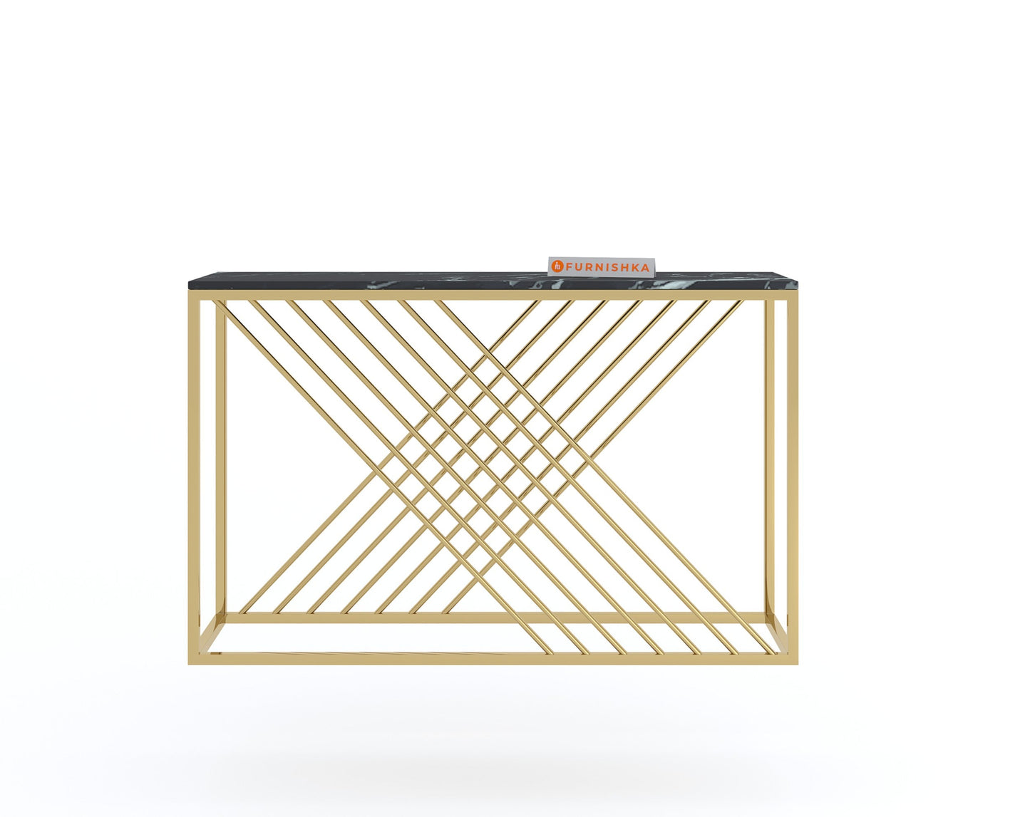 Xero Console Table with Black Engineered Marble Top - Furnishka 