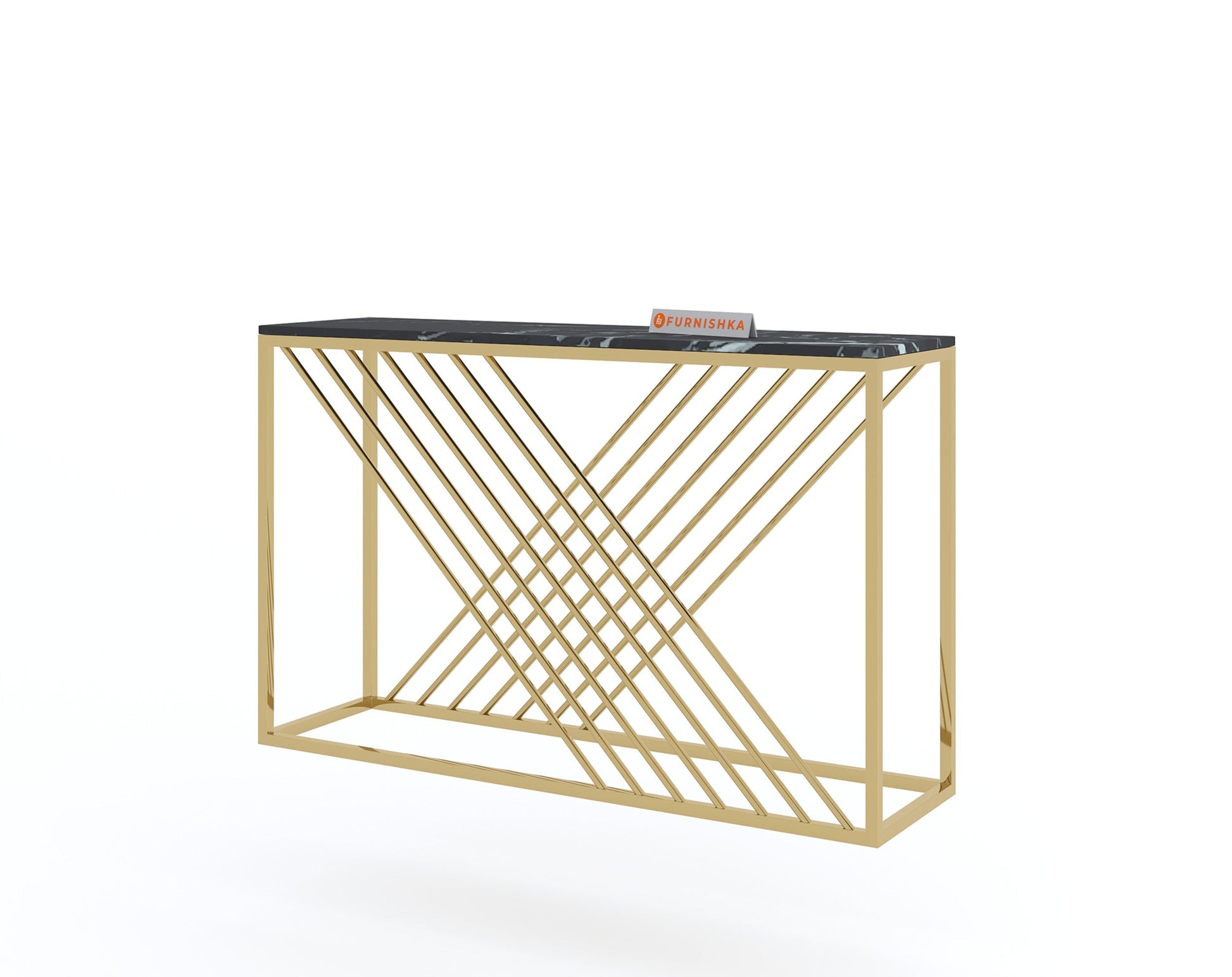 Xero Console Table with Black Engineered Marble Top - Furnishka 