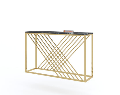 Xero Console Table with Black Engineered Marble Top - Furnishka 