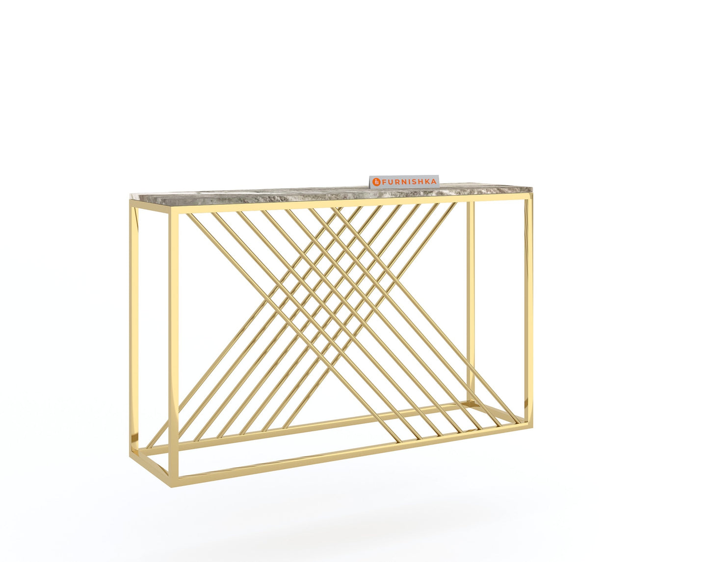 Xero Console Table with Green Choco Marble Top - Furnishka 