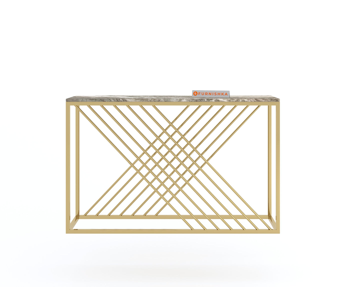 Xero Console Table with Green Choco Marble Top - Furnishka 