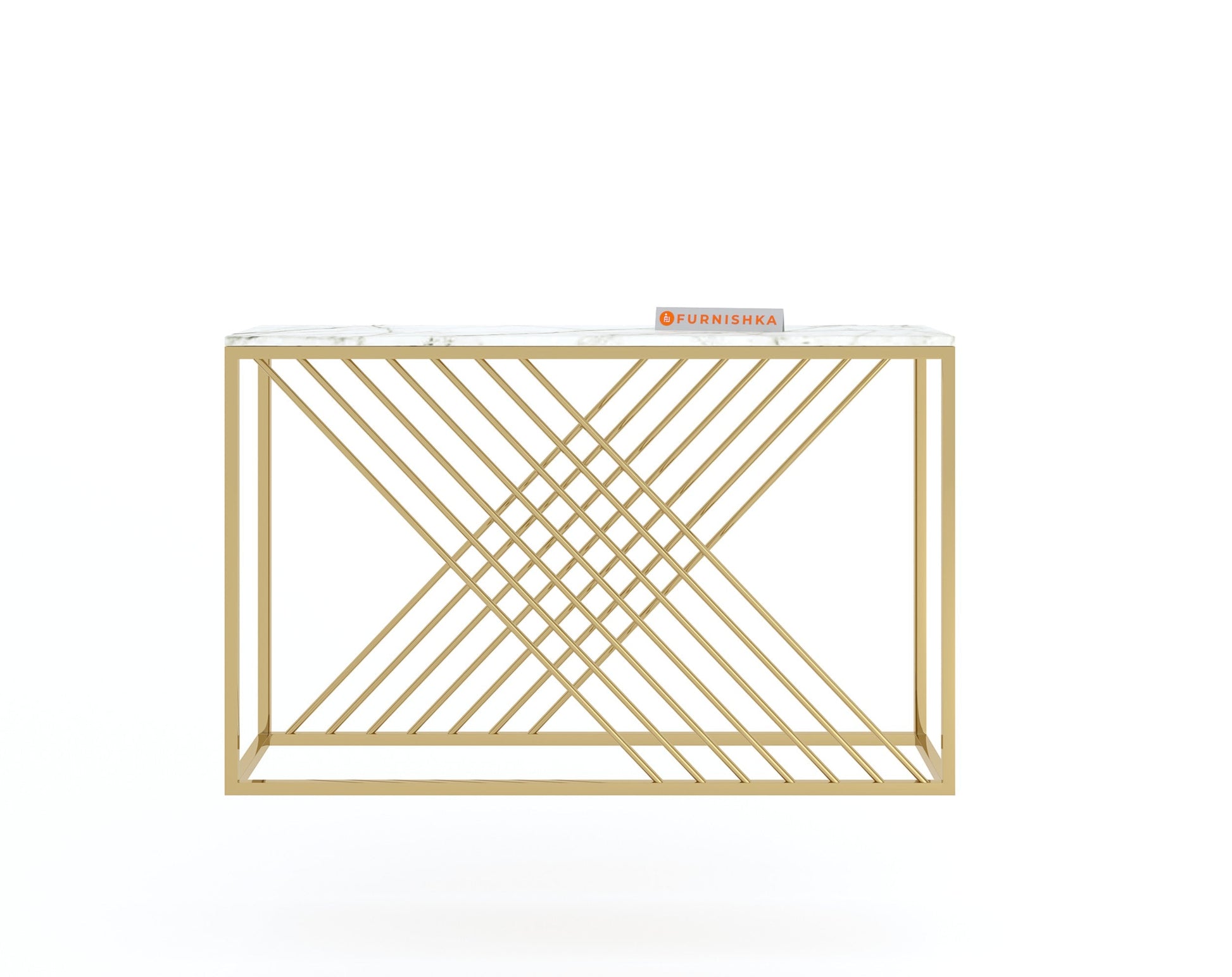 Xero Console Table with White Engineered Marble Top - Furnishka 