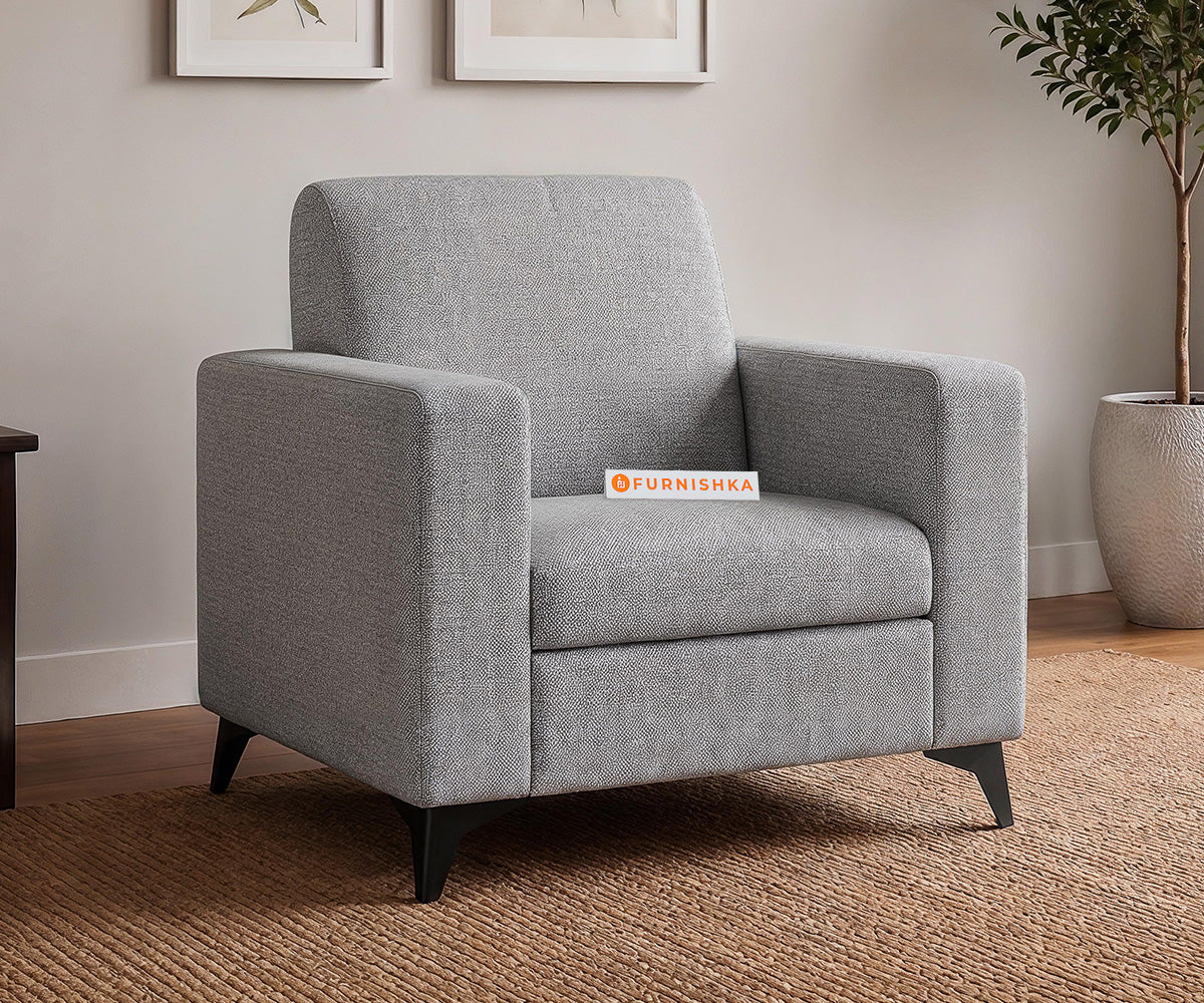 Xilo 1 Seater Fabric Sofa With Steel Grey - Furnishka