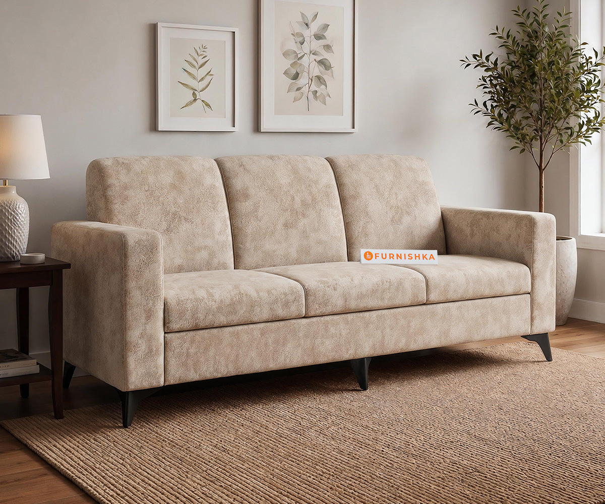 Xilo 3 seater Fabric Sofa with Sand Beige - Furnishka