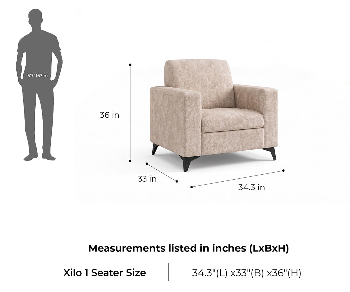 Xilo 1 Seater Fabric Sofa With Sand Beige - Furnishka
