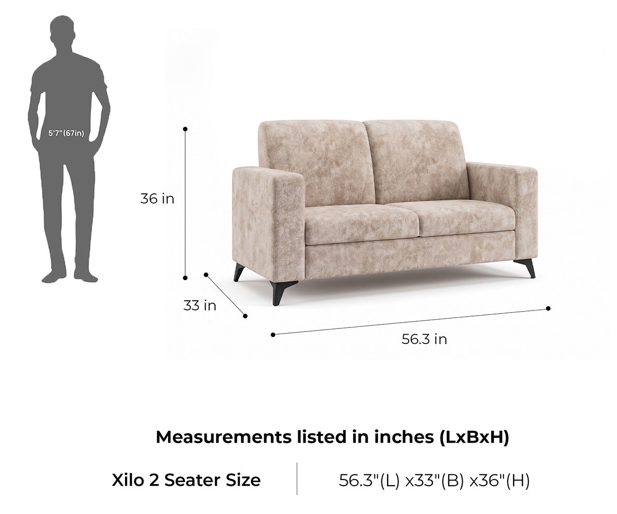 Xilo 2 Seater Fabric Sofa With Sand Beige - Furnishka