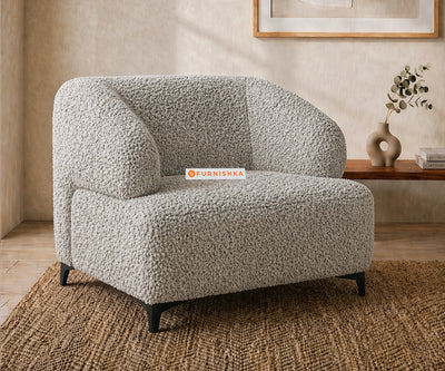 Zen 1 Seater Fabric Sofa With Boucle Light  Beige