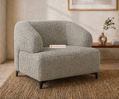 Zen 1 Seater Fabric Sofa With Boucle Taupe Grey