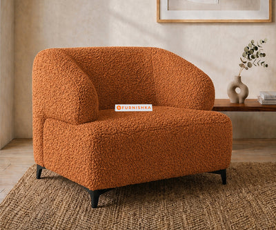 Zen 1 Seater Fabric Sofa With Boucle Terra Orange