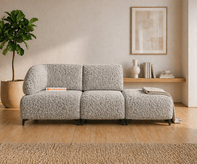 Zen 2 Seater Fabric Sofa With A Platform With Boucle Light  Beige