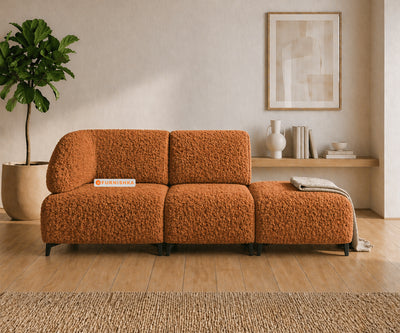 Zen 2 Seater Fabric Sofa With A Platform With Boucle Terra Orange