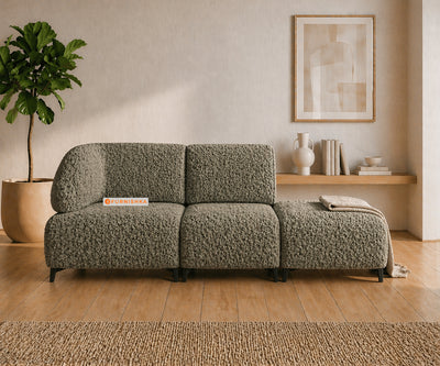 Zen 2 Seater Fabric Sofa With A Platform With Boucle Winter Moss Green