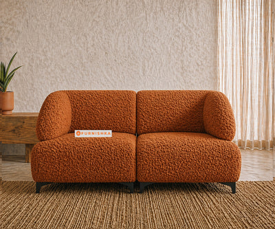 Zen 2 Seater Fabric Sofa With Boucle Terra Orange
