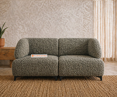 Zen 2 Seater Fabric Sofa With Boucle Winter Moss Green