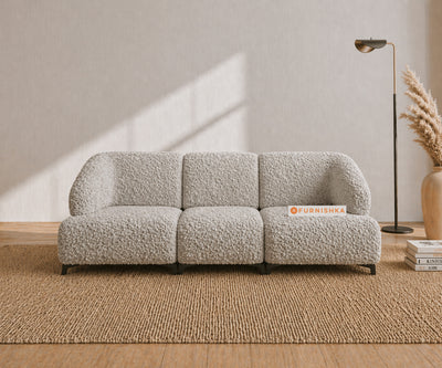 Zen 3 Seater Fabric Sofa With Boucle Light  Beige