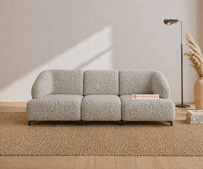 Zen 3 Seater Fabric Sofa With Boucle Taupe Grey