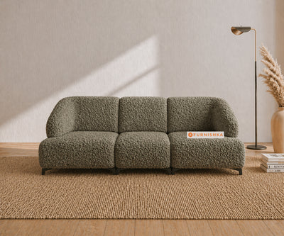 Zen 3 Seater Fabric Sofa With Boucle Winter Moss Green