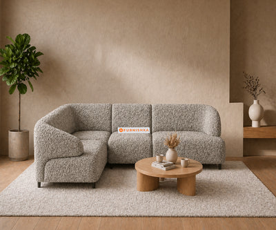 Zen 4 Seater Fabric Corner Sofa With Boucle Taupe Grey
