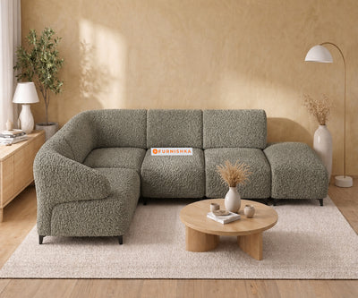 Zen 4 Seater Fabric Sofa With A Platform With Boucle Winter Moss Green