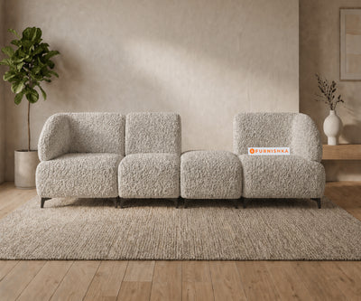 Zen 4 Seater Fabric Sofa With Boucle Light  Beige