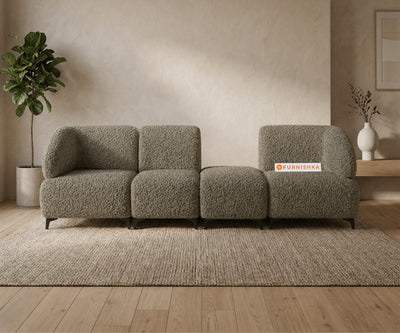 Zen 4 Seater Fabric Sofa With Boucle Winter Moss Green