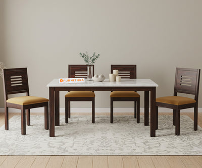 Zhera 4 Seater Dining Sets Quartz Marble Top