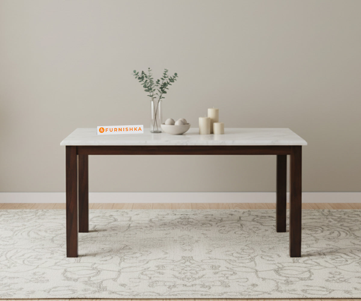 Zhera 4 Seater Dining Sets Quartz Marble Top - Furnishka 