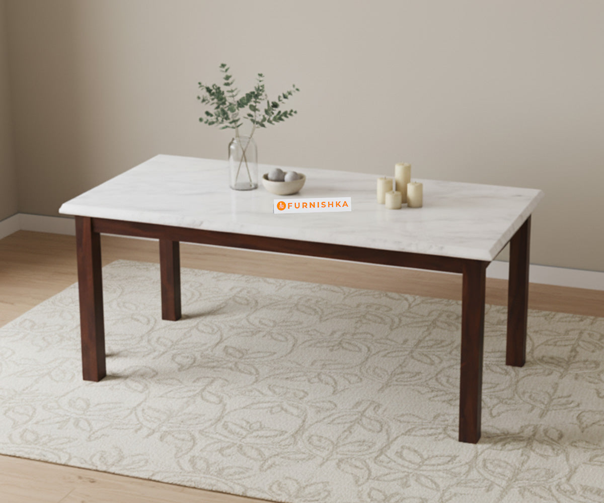 Zhera 4 Seater Dining Sets Quartz Marble Top - Furnishka 