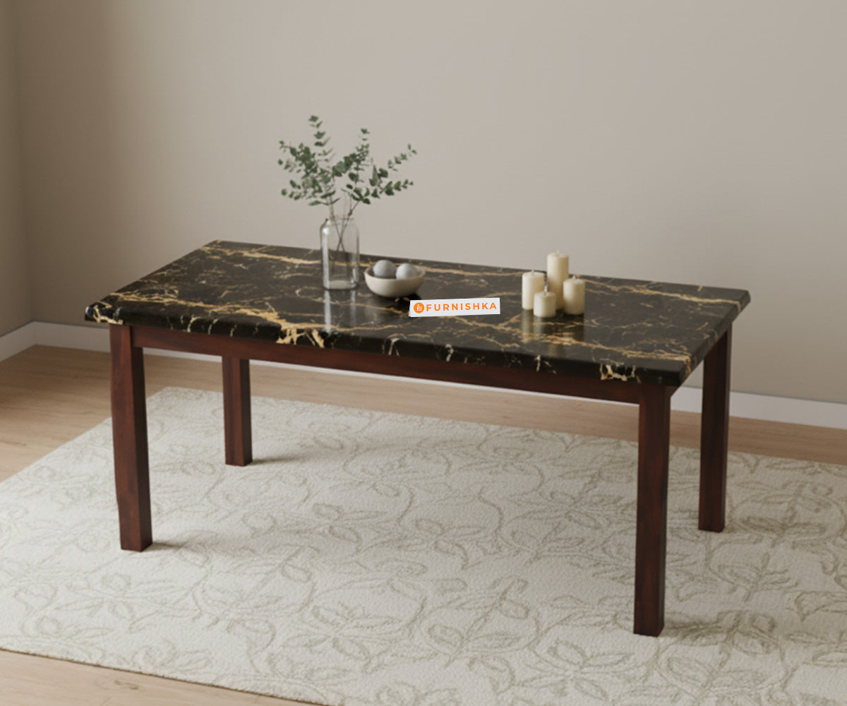 Zhera 4 Seater Dining Sets with Black Engineered Marble Top - Furnishka 