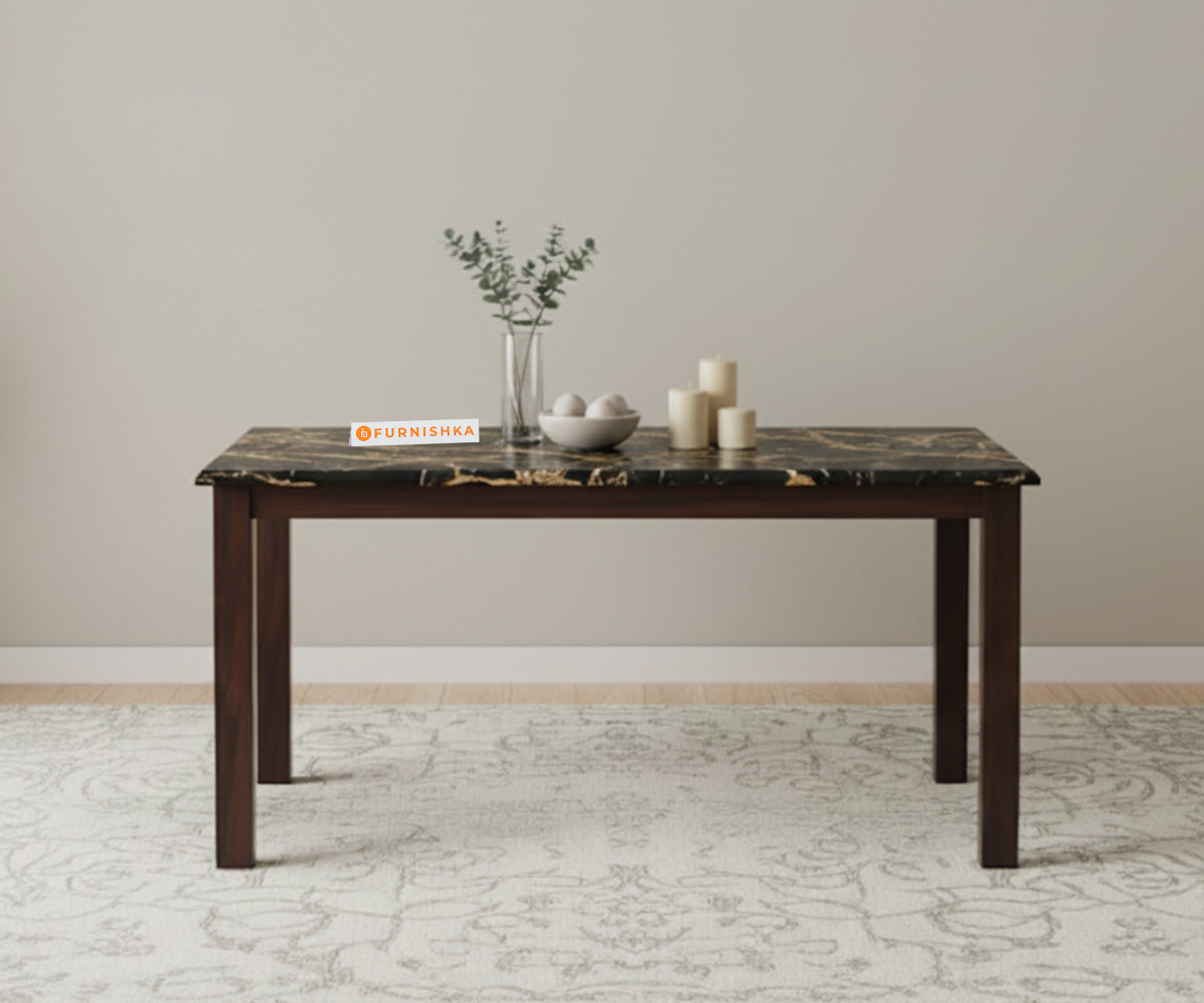 Zhera 4 Seater Dining Sets with Black Engineered Marble Top - Furnishka 