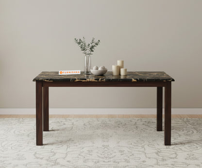Zhera 4 Seater Dining Sets with Black Engineered Marble Top - Furnishka 