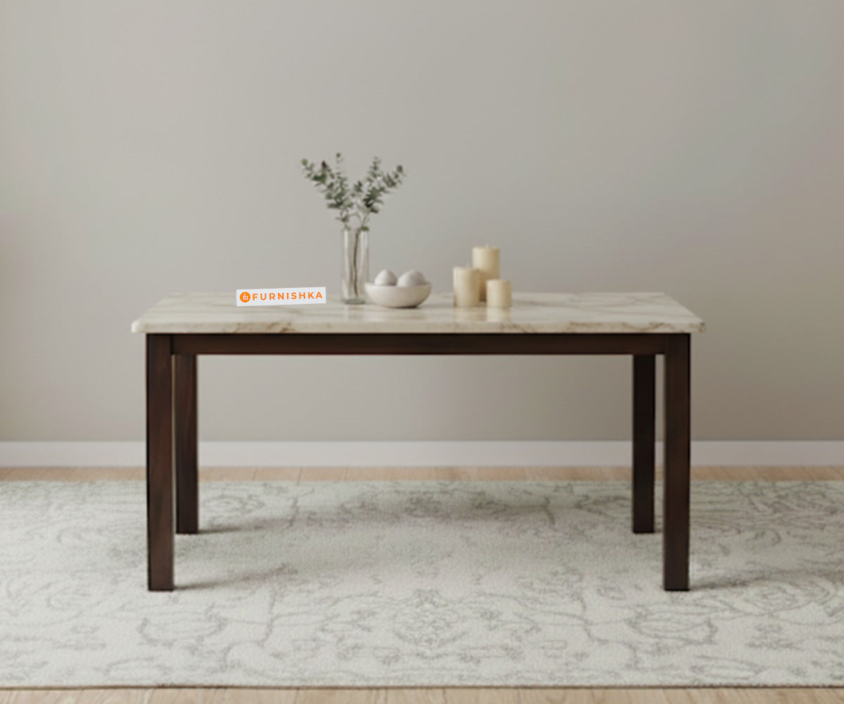 Zhera 4 Seater Dining Sets with Rosalia Gold Engineered Marble Top - Furnishka