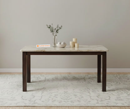 Zhera 4 Seater Dining Sets with Rosalia Gold Engineered Marble Top - Furnishka