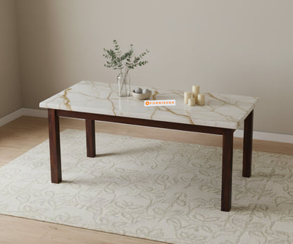 Zhera 4 Seater Dining Sets with Rosalia Gold Engineered Marble Top - Furnishka