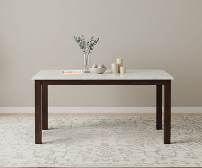 Zhera 4 Seater Dining Sets with White Engineered Marble Top - Furnishka