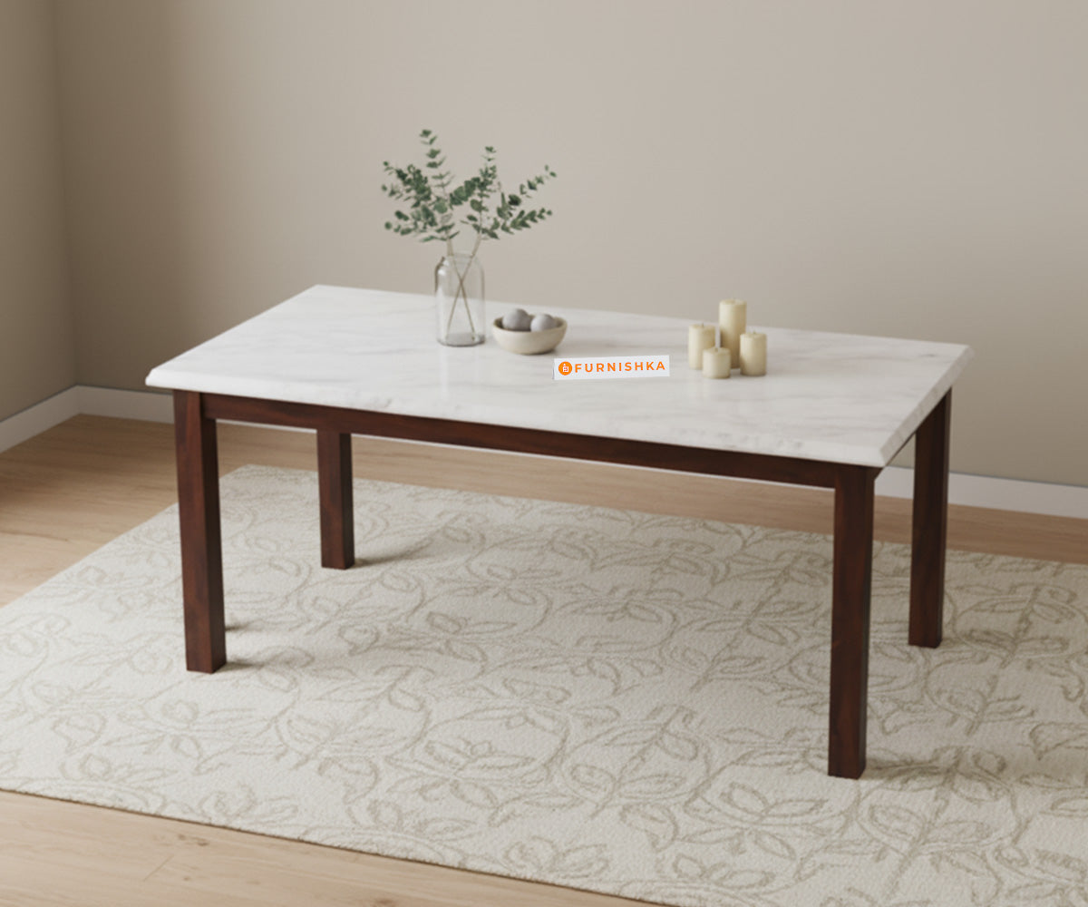 Zhera 4 Seater Dining Sets with White Engineered Marble Top - Furnishka