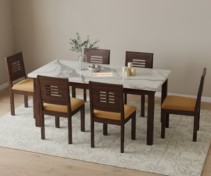 Zhera 6 Seater Dining Sets Indian Marble Top - Furnishka 