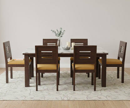 Zhera 6 Seater Dining Sets Indian Marble Top - Furnishka 