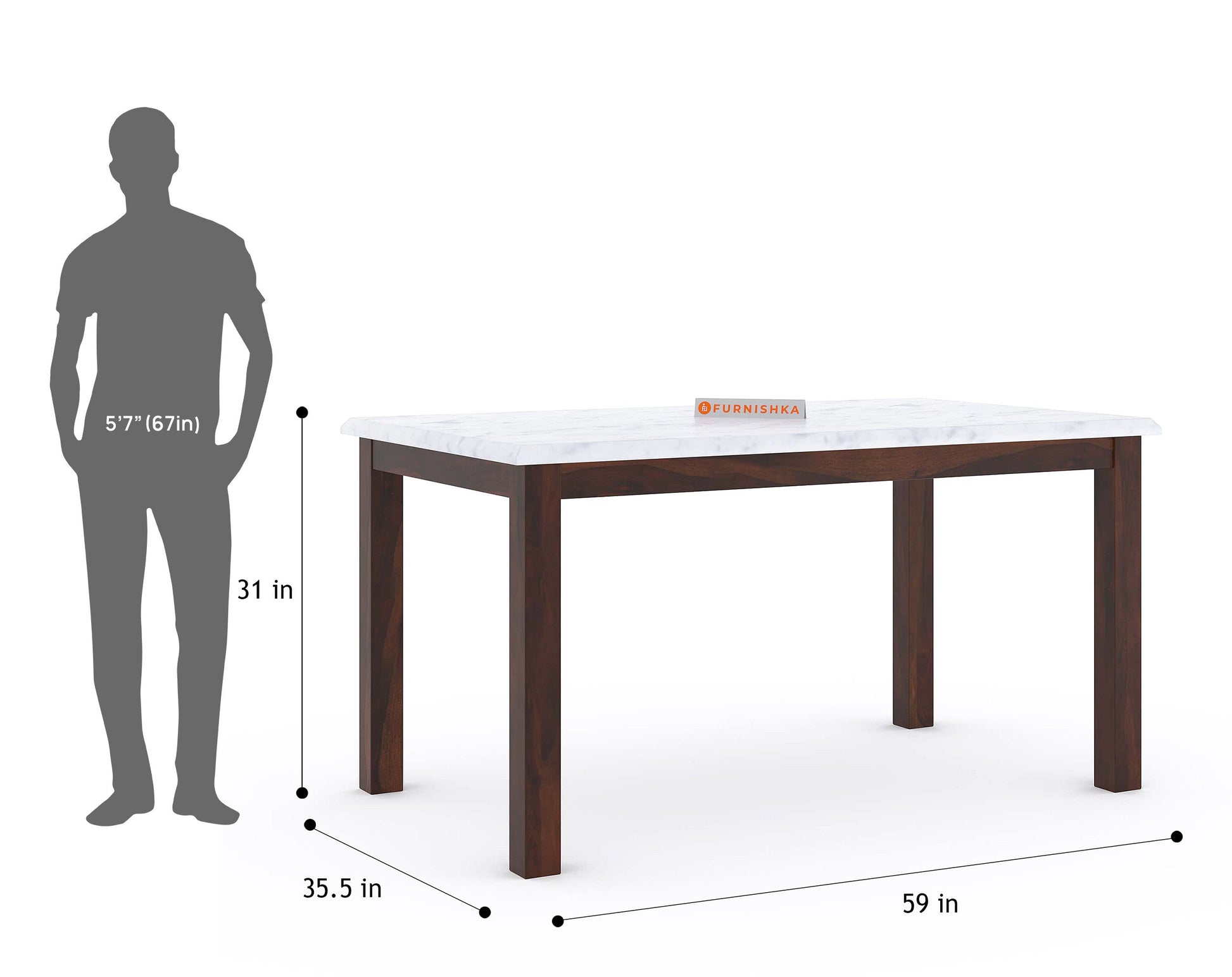 Zhera 6 Seater Indian Marble Top Dining Set with Sheesham wood legs with Adiva Sheesham Dining Chair - Furnishka 
