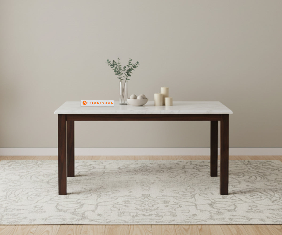 Zhera Dining Table 6 Seater Wood Base - Furnishka