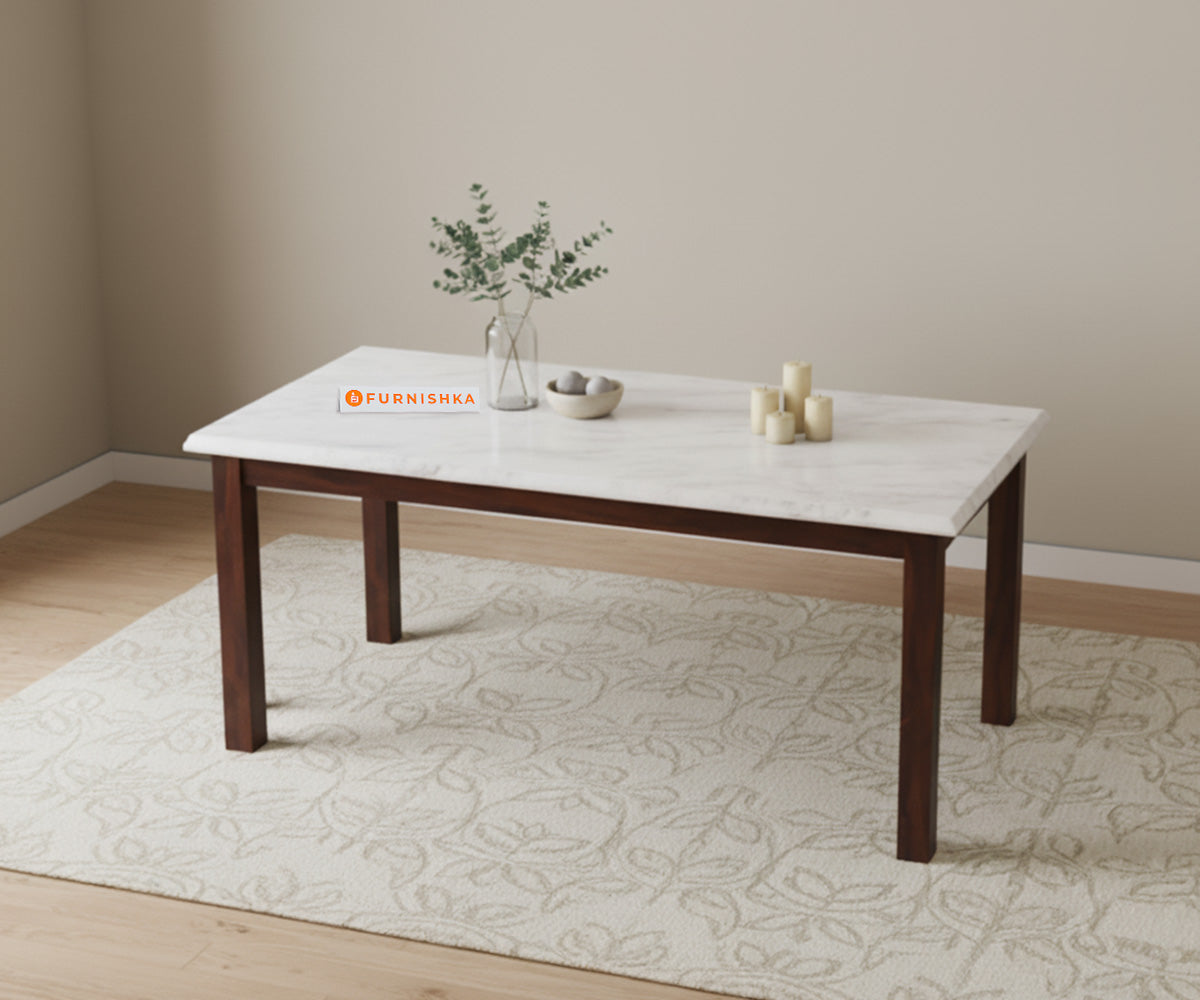 Zhera Dining Table 6 Seater Wood Base - Furnishka
