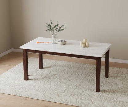 Zhera Dining Table 6 Seater Wood Base - Furnishka
