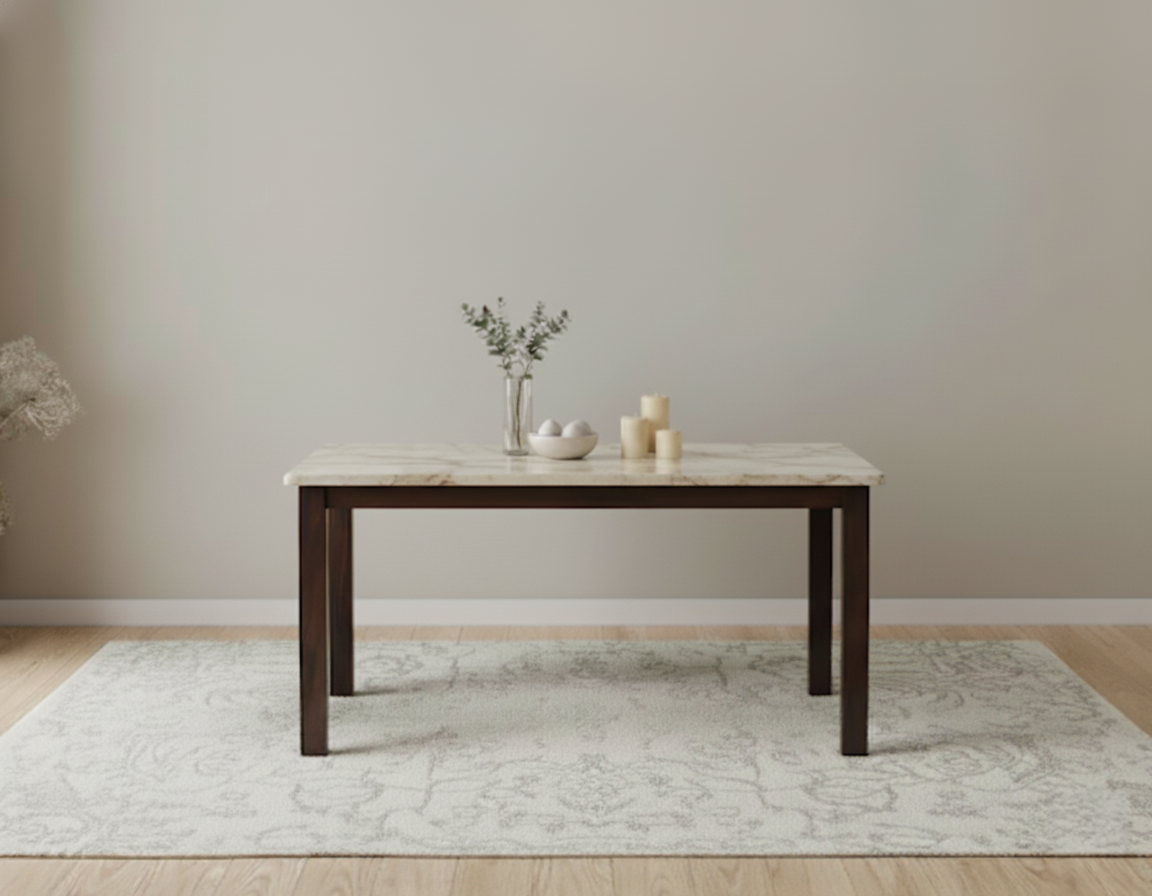 Zhera Dining Table 6 Seater Wood Base - Furnishka