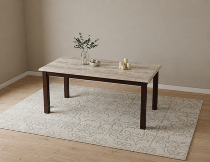 Zhera Dining Table 6 Seater Wood Base - Furnishka