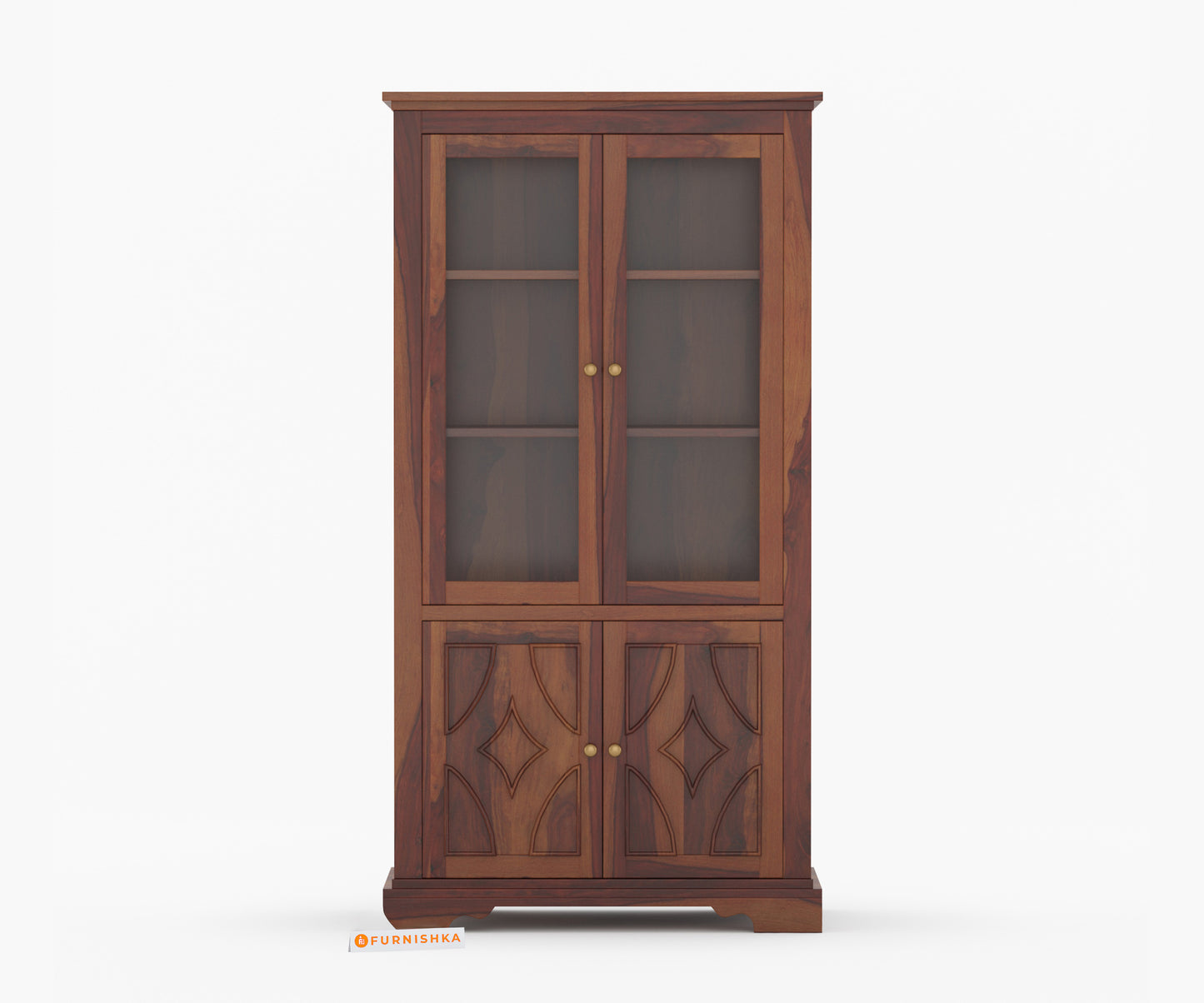 Zoe Sheesham Wood Two Door Book Shelf - Furnishka 