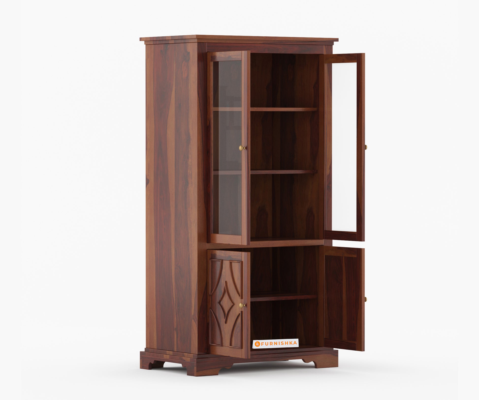 Zoe Sheesham Wood Two Door Book Shelf - Furnishka 