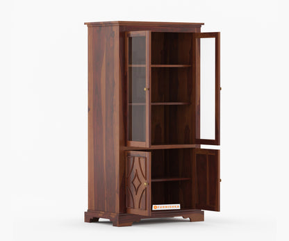 Zoe Sheesham Wood Two Door Book Shelf - Furnishka 
