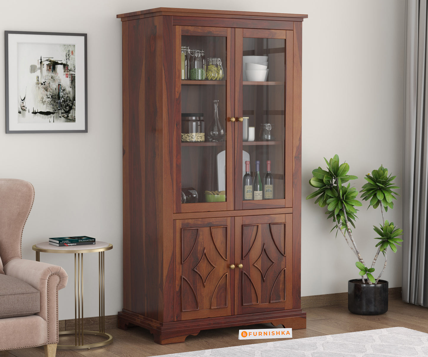 Zoe Sheesham Wood Two Door Book Shelf