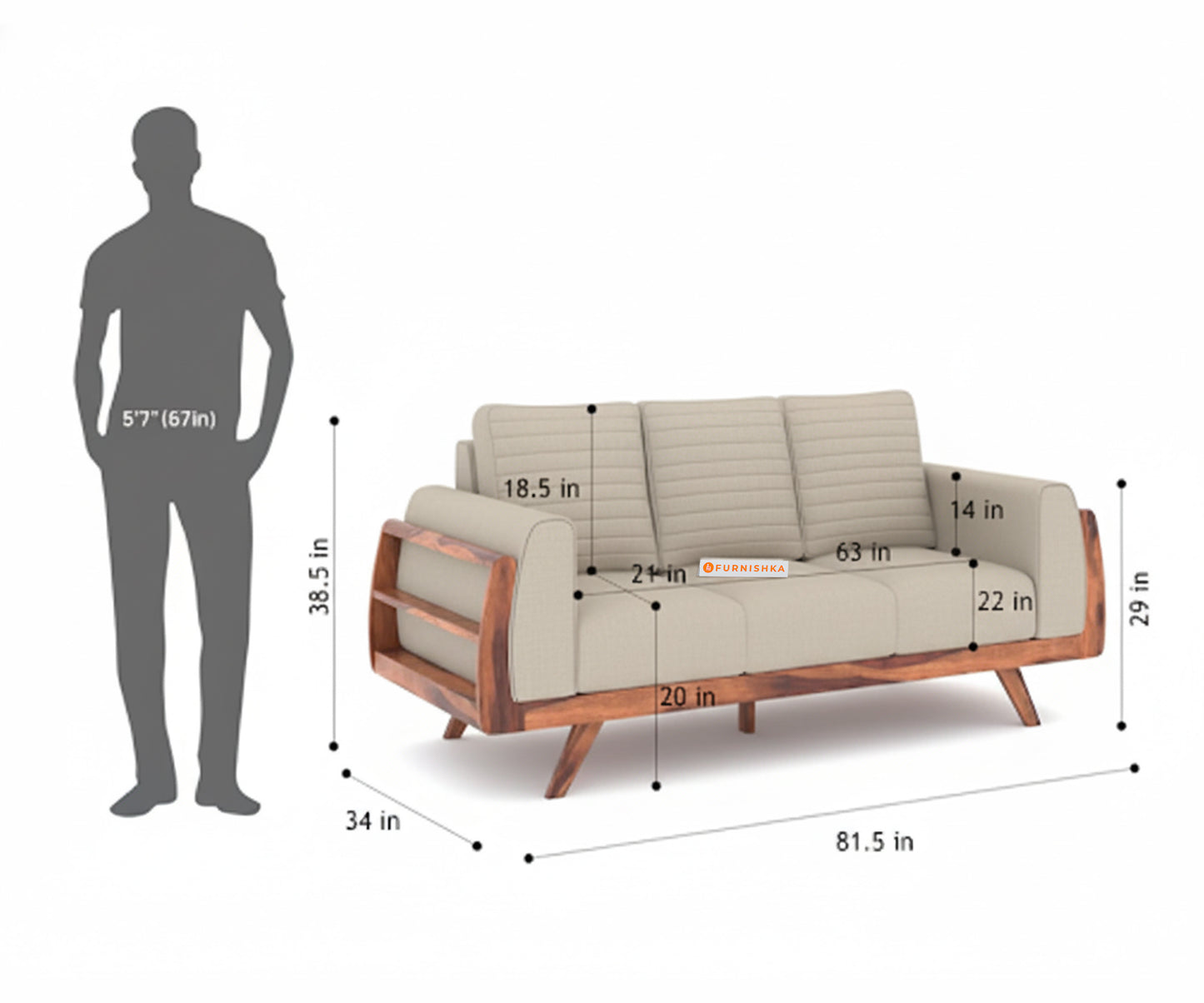 Amaari Sofa 3 Seater light Beige